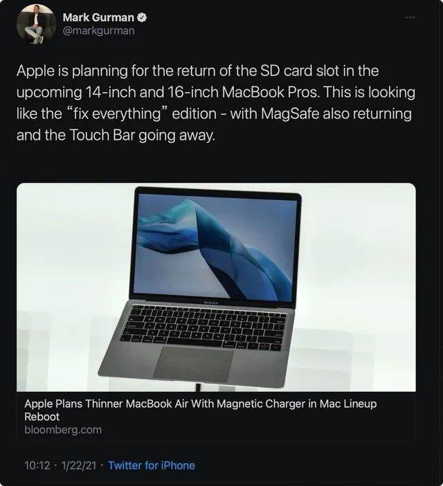 2021 MacBook Pro add sd card slot